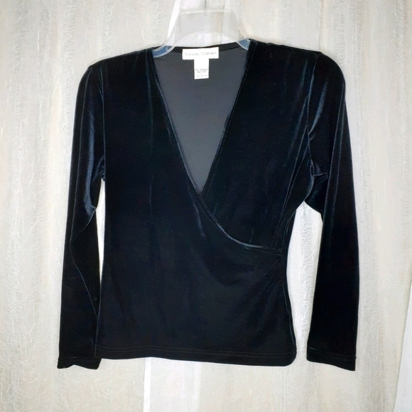 Casual Corner Tops - Casual Corner Black Velvet Formal Blouse